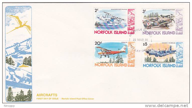 Norfolk Island 1980 Aircrafts Dated 25 March FDC - Norfolk Island