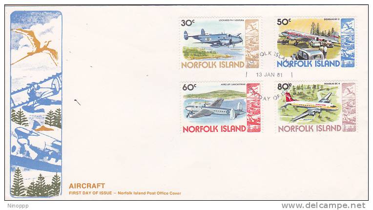 Norfolk Island 1981 Aircrafts Dated 13 Jan  FDC - Norfolk Island