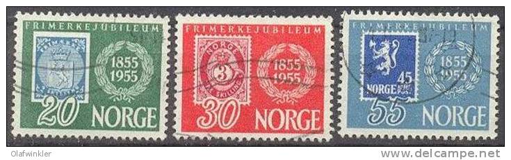 1955 Centenary Of Norway's Postage Stamps Mi 390-2 /Facit 423-5 / Sc 337-9 / YT 355-7 Used/oblitere/gestempelt [sim] - Oblitérés