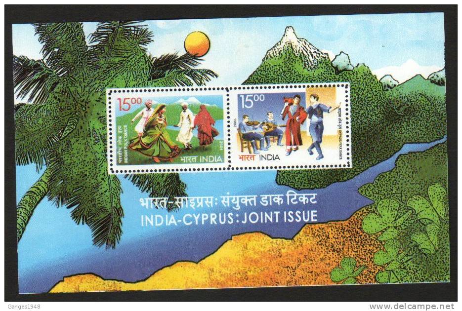 India 2006  India - CYPRUS  JOINT ISSUE  Dances Folklore Block Miniature Sheet # 00856 S  Inde Indien - Blocchi & Foglietti