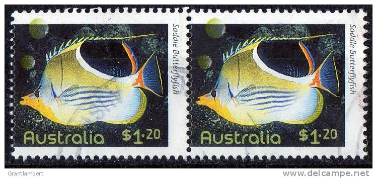 Australia 2010 Fishes Of The Reef $1.20 Saddle Butterflyfish Used Pair - Used Stamps