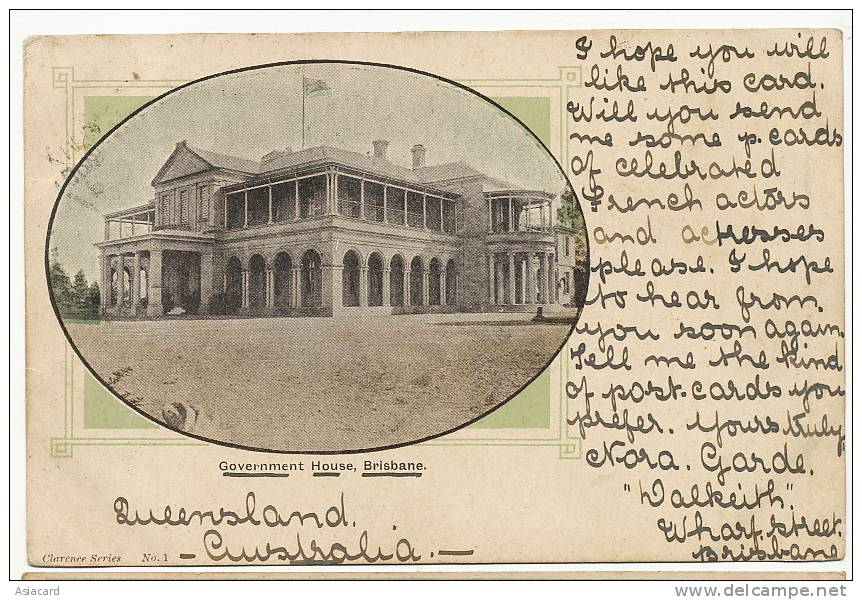 Brisbane Queenland Government House  Clarence No 1 P. Used 1904 - Brisbane