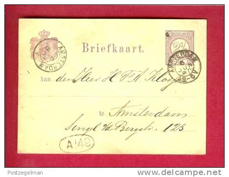 NEDERLAND 1880 Postcard Cancelled In Amsterdam - Postal Stationery