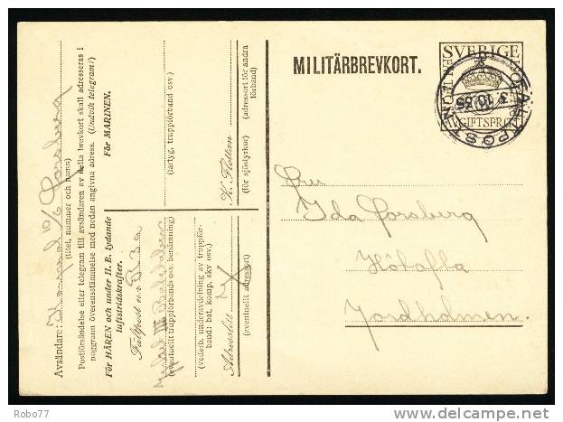 1935 Sweden. Military, Feldpost, Fieldpost.  Militarbrevkort. Faltposta Nr.11, 3.10.35. (Q33003) - Militaires