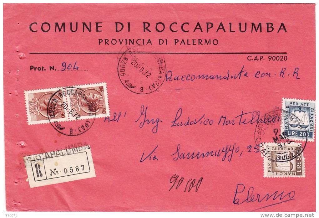 ROCCAPALUMBA  (PA)  /  SICILIA  - Tematica  Comuni D´Italia - Storia Postale  Repubblica - Macchine Per Obliterare (EMA)