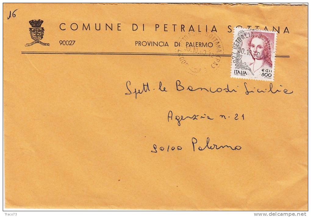 PETRALIA SOTTANA   (PA)  /  SICILIA  - Tematica  Comuni D´Italia - Storia Postale  Repubblica - Macchine Per Obliterare (EMA)