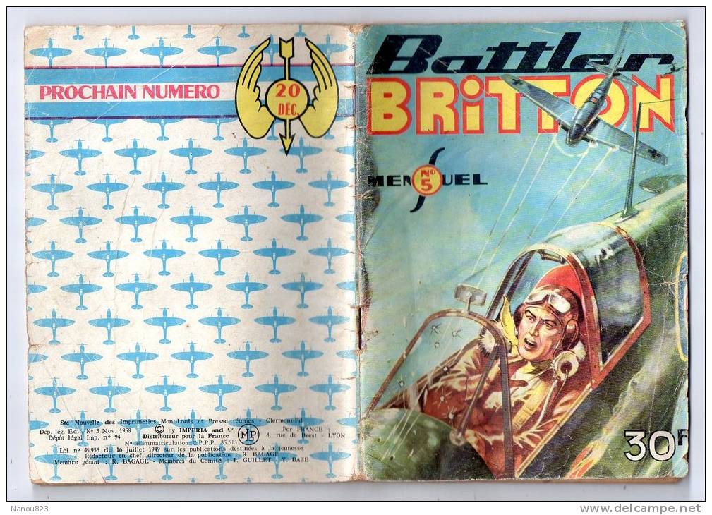 BATTLER BRITTON N°5 MENSUEL NOVEMBRE 1958 IMPERIA - Small Size