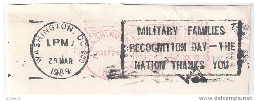 A3 USA CUT FRAGMENT 1989. MILITARY FAMILIES RECOGNITION DAY THE NATION THANKS YOU - Machine Labels [ATM]