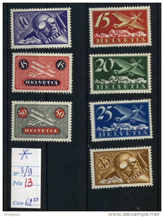 CH  Avions 3-9* Avec  Charnière Propre  Cote  62,50 E - Unused Stamps