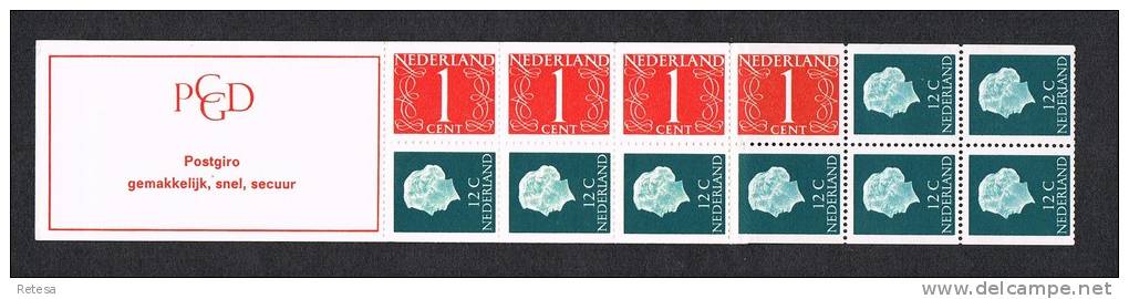 NEDERLAND CARNET KONINGIN JULIANA    1969 ** - Carnets Et Roulettes