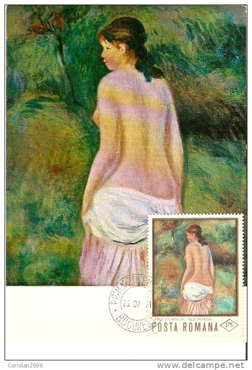 Roumanie / Maxi Card / Nu En Paysage - Artist, Auguste Renoir / Jour D´emission - Desnudos