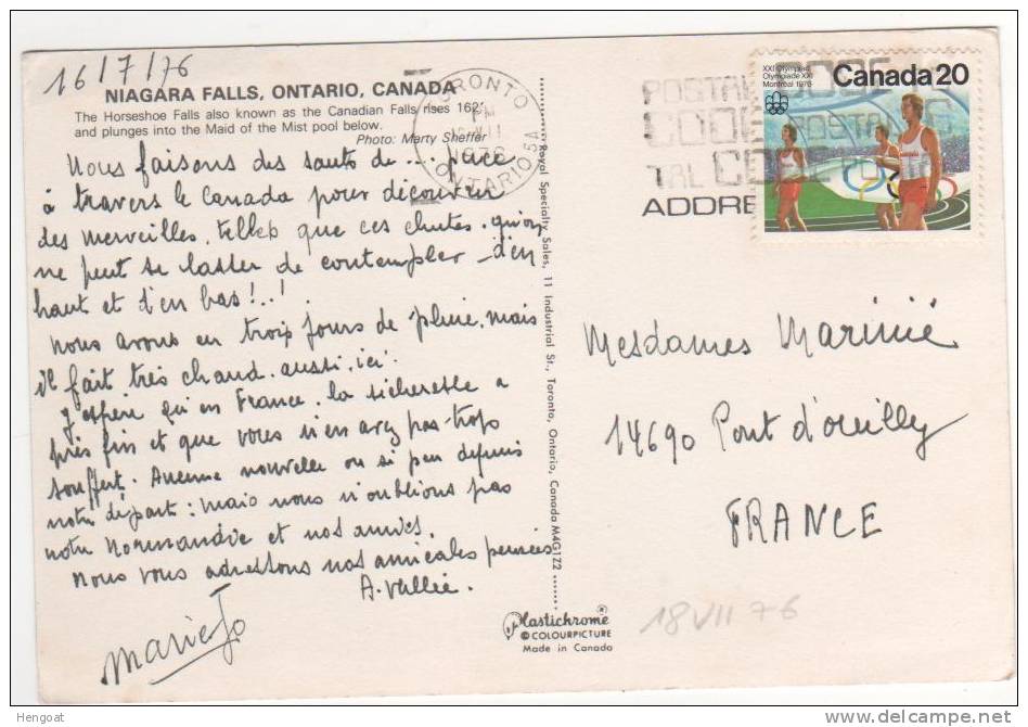 Beau Timbre " Jeux Olympiques De Montréal "     / Carte Du 18 VII 76,  Pour La France - Cartas & Documentos