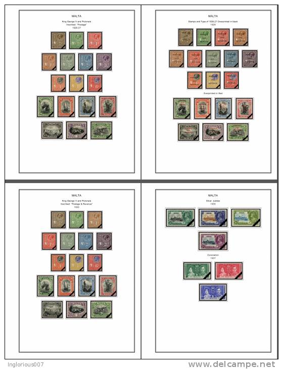 MALTA STAMP ALBUM PAGES 1860-2011 (196 color pages)