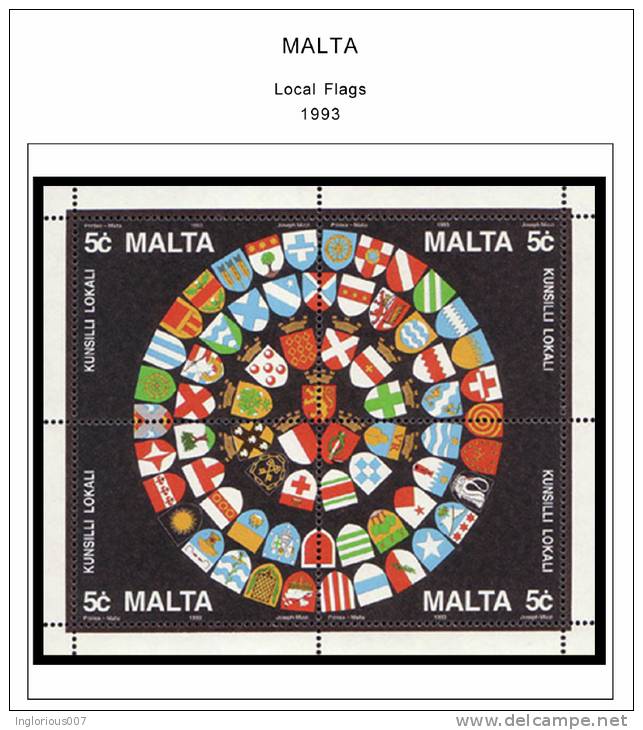 MALTA STAMP ALBUM PAGES 1860-2011 (196 color pages)