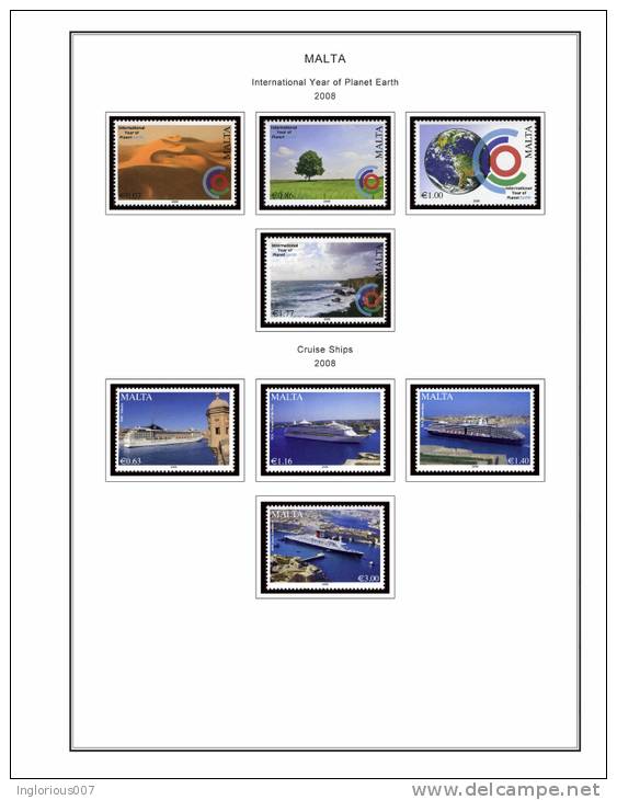 MALTA STAMP ALBUM PAGES 1860-2011 (196 color pages)