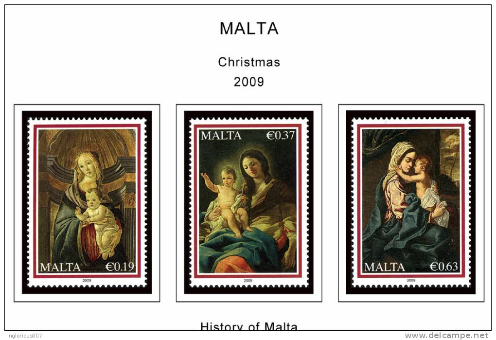 MALTA STAMP ALBUM PAGES 1860-2011 (196 color pages)