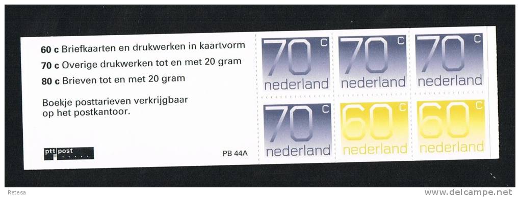 NEDERLAND CARNET  CIJFER CROUWEL   1991 ** - Carnets Et Roulettes