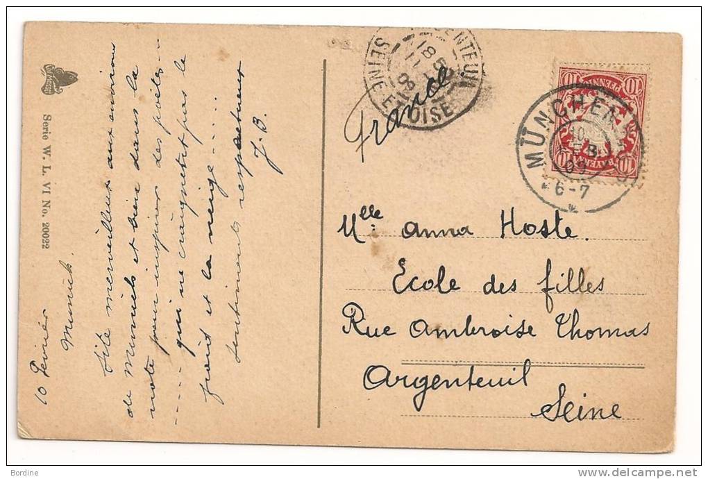 Lettre - BAVIERE - MUNICH Càd S/TP Type Armoiries Camée S/fond Rouge - 1909 - Covers & Documents