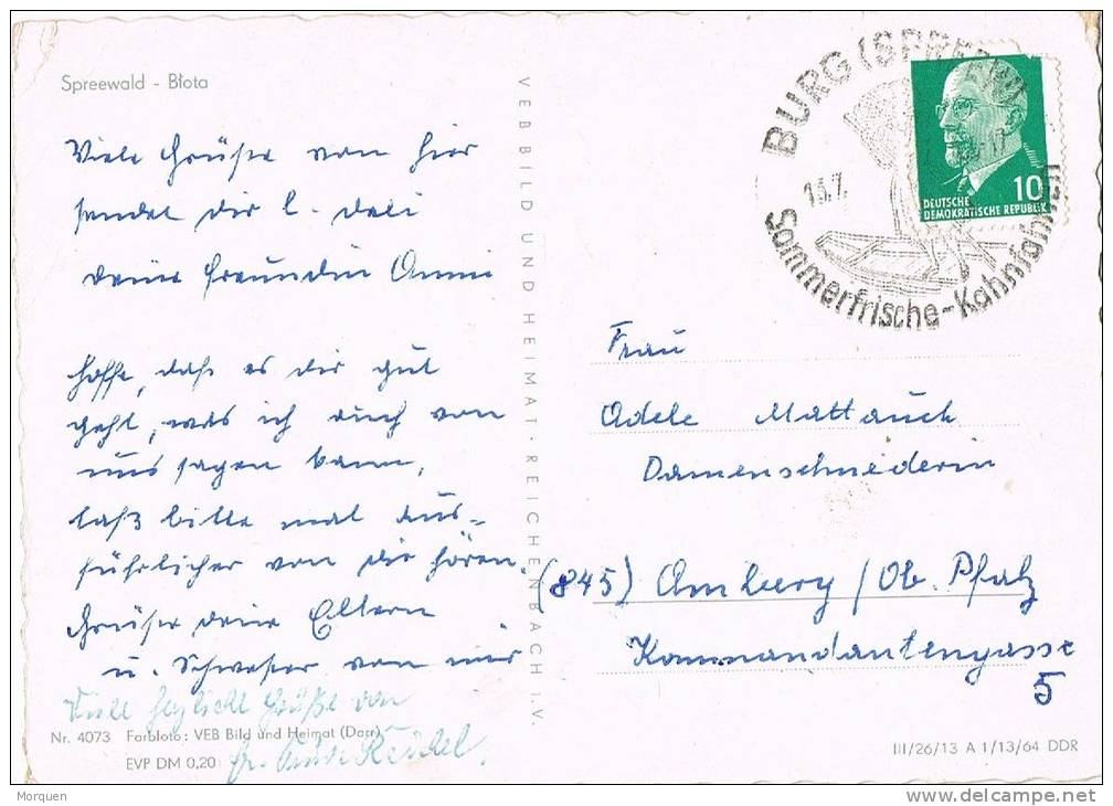 4714. Postal BURG (Spreew) 1966. Alemania Democratica - Briefe U. Dokumente