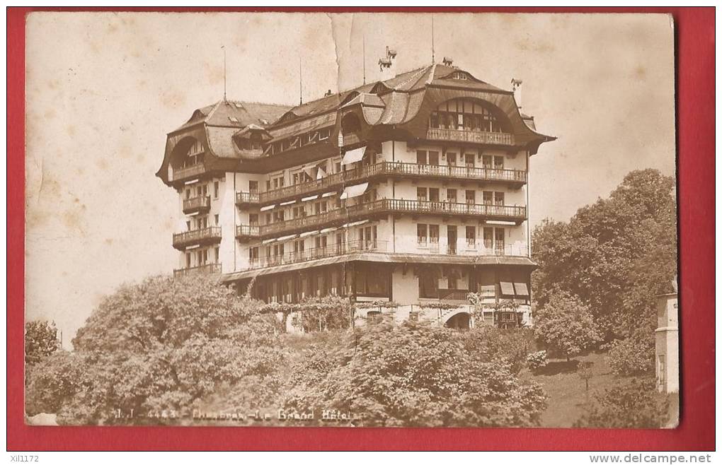 K1080 Chexbres Le Grand Hôtel. Sepia.Cachet Chexbres 1923. Fort Pli Transversal. Jullien - Chexbres