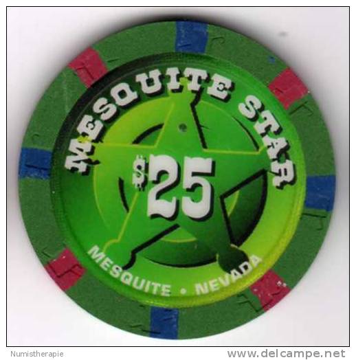 Jeton Chip De Casino à Mesquite Nevada : Mesquite Star $25 (Fantasie ?) - Casino