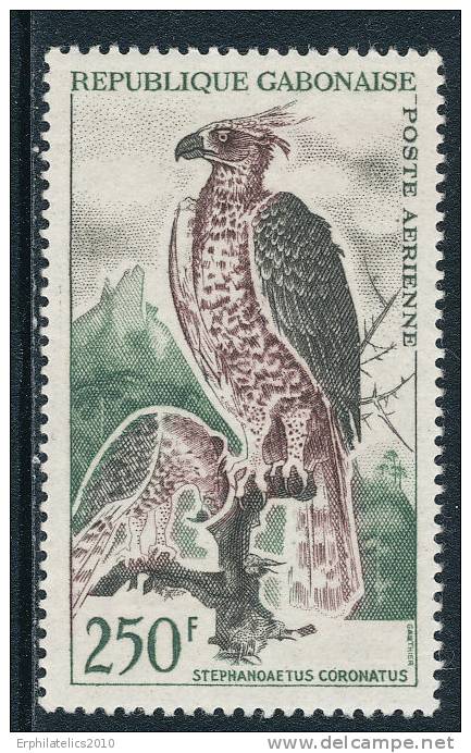 GABON 1964 CROWNED HAWK EAGLE/BIRD SC# C 16 VF MNH CPL AS ISSUED - Gabon
