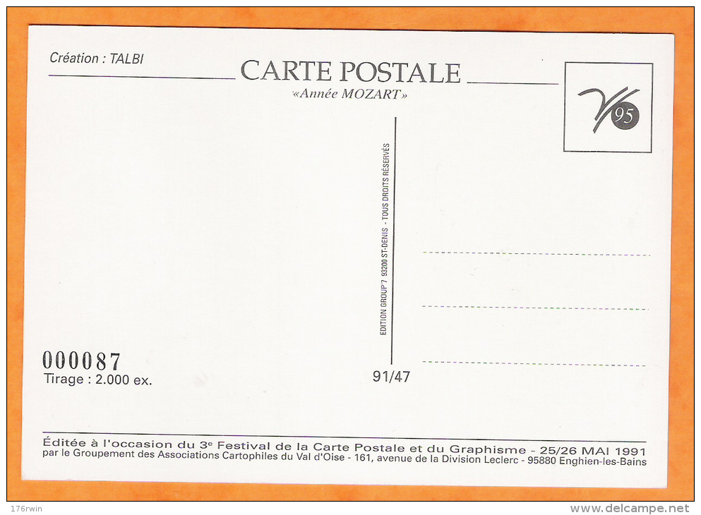 CP ENGHIEN  3e Festival De La Cartes Postales 1991   Talbi - Bourses & Salons De Collections
