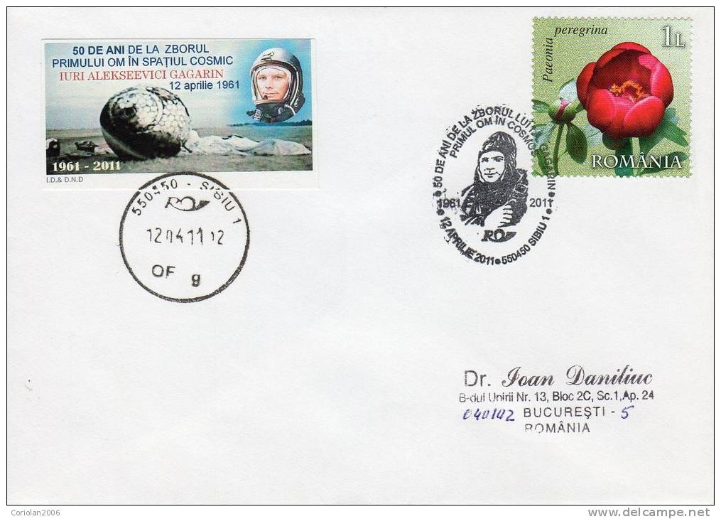 Romania / Cover With Special Cancellation / Gagarin - 50 Years First Flight - UdSSR