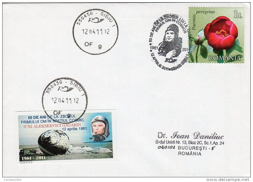 Romania / Cover With Special Cancellation / Gagarin - 50 Years First Flight - UdSSR