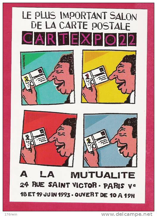 CP  CARTEXPO 22  PARIS MUTUALITE   1993   Illustration  Philippe LAGAUTRIERE - Bourses & Salons De Collections