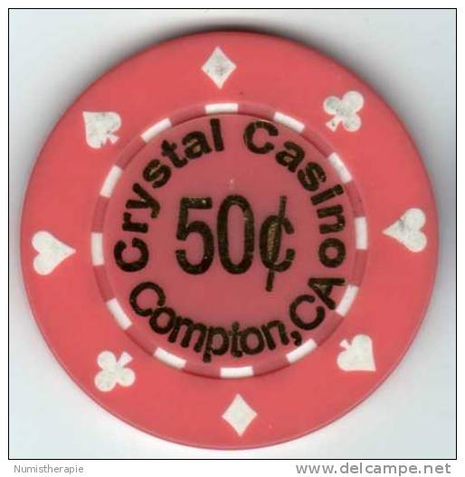 Jeton Chip De Casino à Compton California : Crystal 50 Cents - Casino