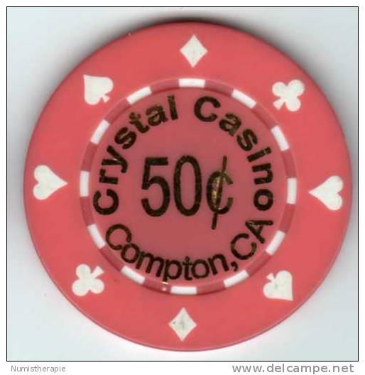 Jeton Chip De Casino à Compton California : Crystal 50 Cents - Casino
