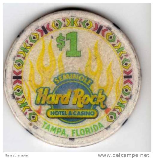 Jeton Chip De Casino à Tampa Florida : Seminole Hard Rock $1 - Casino