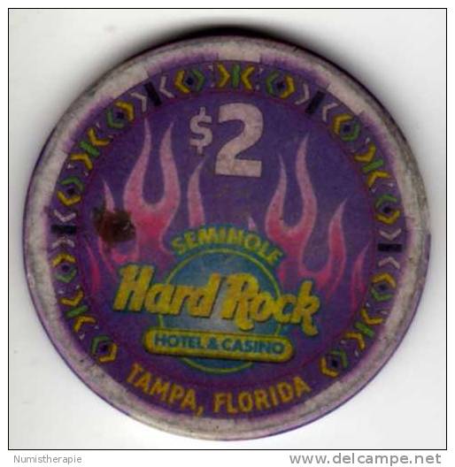 Jeton Chip De Casino à Tampa Florida : Seminole Hard Rock $2 - Casino