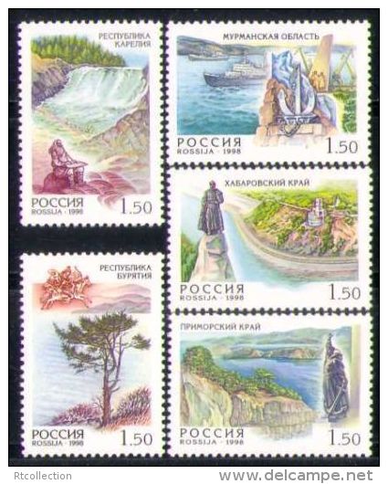 Russia 1998 Russian Regions Region Lanscape European Geography Places Nature View Lake Sea  MNH Ru 461-465 - Colecciones