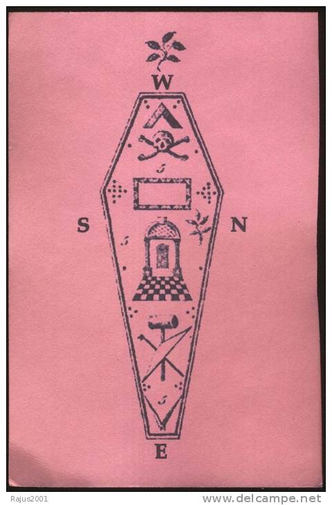 Skull, Coffin With Masonic Symbols Freemasonry, Old Post Card Reproduction  As Per The Scan - Freemasonry