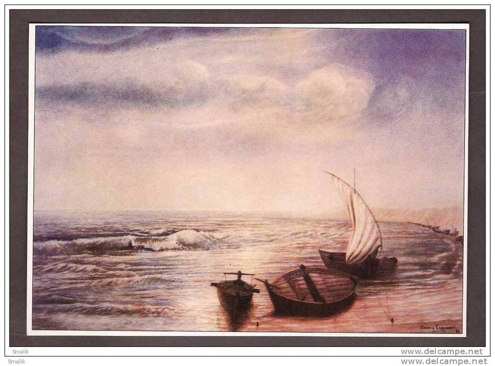 [Cheap Price] APWA Postcard, Boat By The Sea Side, Paintings By Jimmy Engineer Pakistan, Mint Unused Superb - Paintings