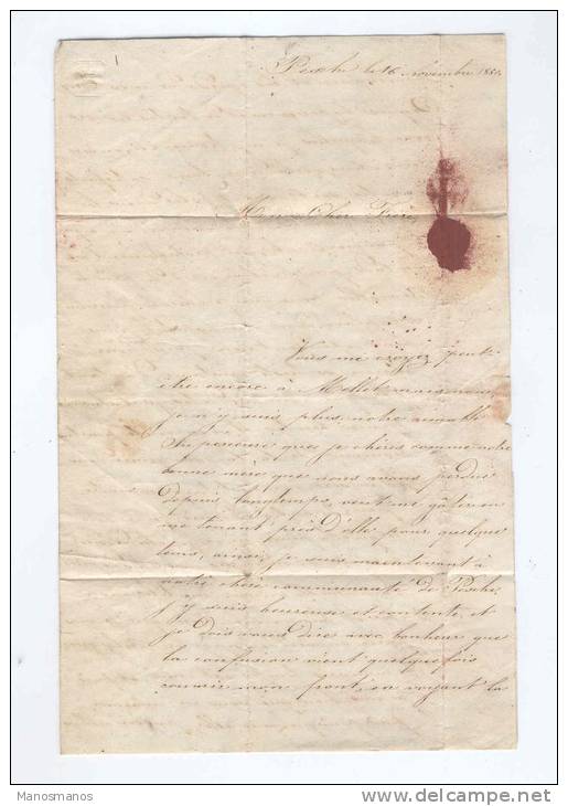 606/18 - Lettre Non Affranchie COUVIN 1850 Vers France - Boite Rurale Faible AP Origine PESCHE - Landelijks Post