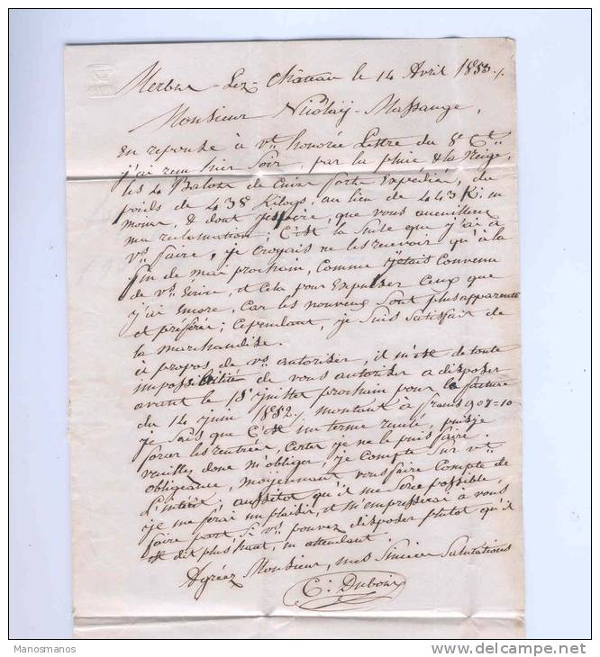 619/18 - Lettre TP Médaillon SOLRE SUR SAMBRE 1853 Vers STAVELOT - Boite Rurale G Origine MERBES LE CHATEAU - Correo Rural