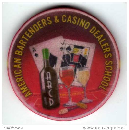 Jeton Chip De Publicité : American Bartenders & Casino Dealers ABCD School - Casino