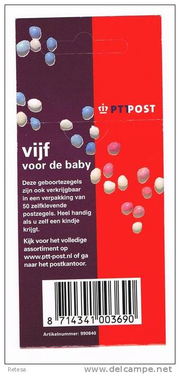 NEDERLAND  CARNET VIJF VOOR DE BABY  1999 ** - Carnets Et Roulettes