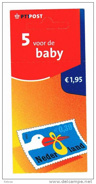 NEDERLAND  CARNET VIJF VOOR DE BABY  2002 ** - Carnets Et Roulettes