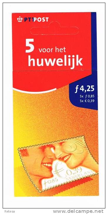 NEDERLAND  CARNET  VIJF VOOR HET HUWELIJK   2001 ** - Carnets Et Roulettes