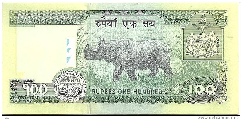 NEPAL 100 RUPEES KING FRONT RHINO ANIMAL BACK ND(2002) UNC P49 READ DESCRIPTION !!! - Nepal