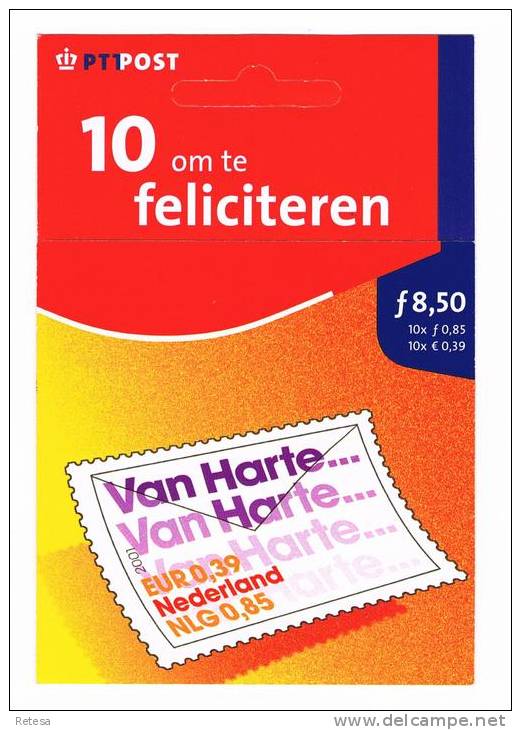 NEDERLAND  BOEKJE  10 OM TE FELICITEREN    2001 ** - Carnets Et Roulettes