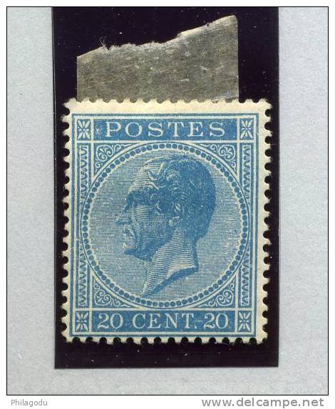 18 Aa Bleu Ciel Dent 15  Très Frais  Cote 2019= 830,- E   Centrage Très Correct - 1865-1866 Profil Gauche