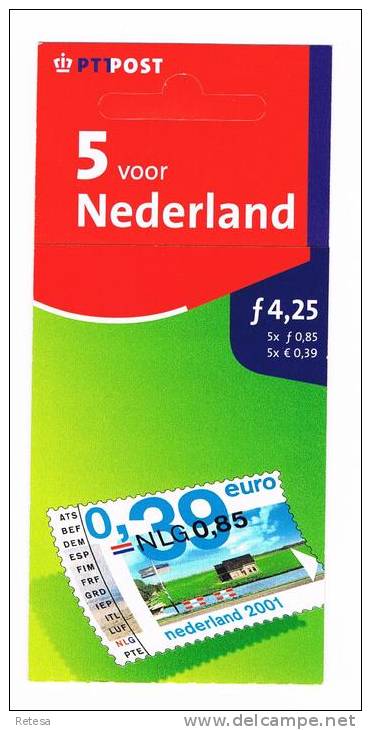 NEDERLAND  BOEKJE  VIJF VOOR NEDERLAND    2001 ** - Carnets Et Roulettes