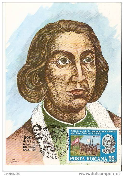 Romania / Maxi Card / 500 Years From America Disovery - Christophe Colomb