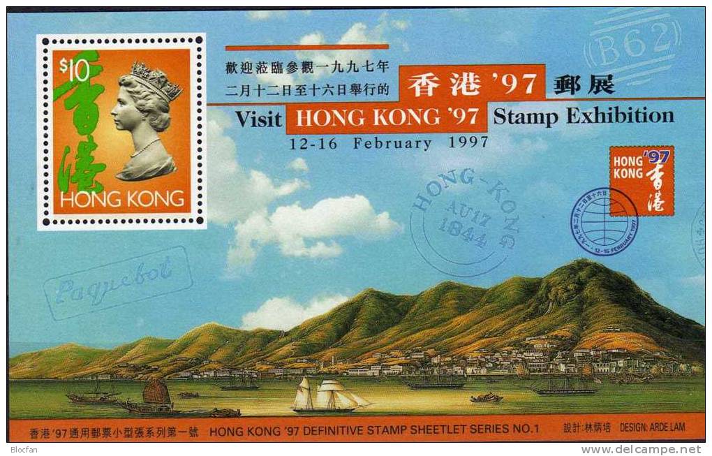 EXPO´1997 HONG KONG Block 38 ** 14€ History Isle Queen Elisabeth II. Asia Architectur Bloc Exhibition Sheet Of Hongkong - Blocks & Sheetlets