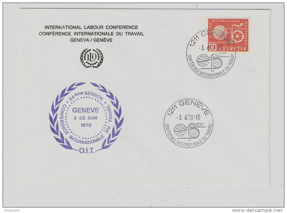 Suisse, Switzerland, 3 Juin 1970, ILO BIT Conference, Lettre Officielle, Conférence Internationale Du Travail - IAO